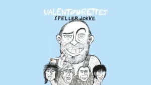 Tegnet promobilde av Valentourettes, inkludert jokke.